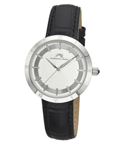 Женские часы Porsamo Bleu Monroe Round Black Genuine Leather Band 36 mm