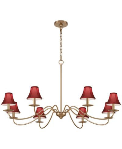 Franklin Iron Works Marinec 42" Wide Soft Gold 8-Light Chandelier with Red Shades