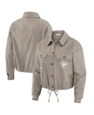 Женский жакет WEAR by Erin Andrews Khaki Chicago Blackhawks Cinched Button-Up