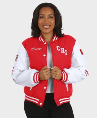 Женская пуховая куртка WEAR by Erin Andrews Chicago Blackhawks Red/White Varsity Full-Snap