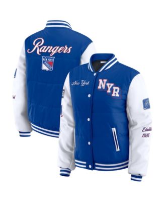 WEAR by Erin Andrews Женская куртка-пуффик New York Rangers Varsity Full-Snap Blue/White