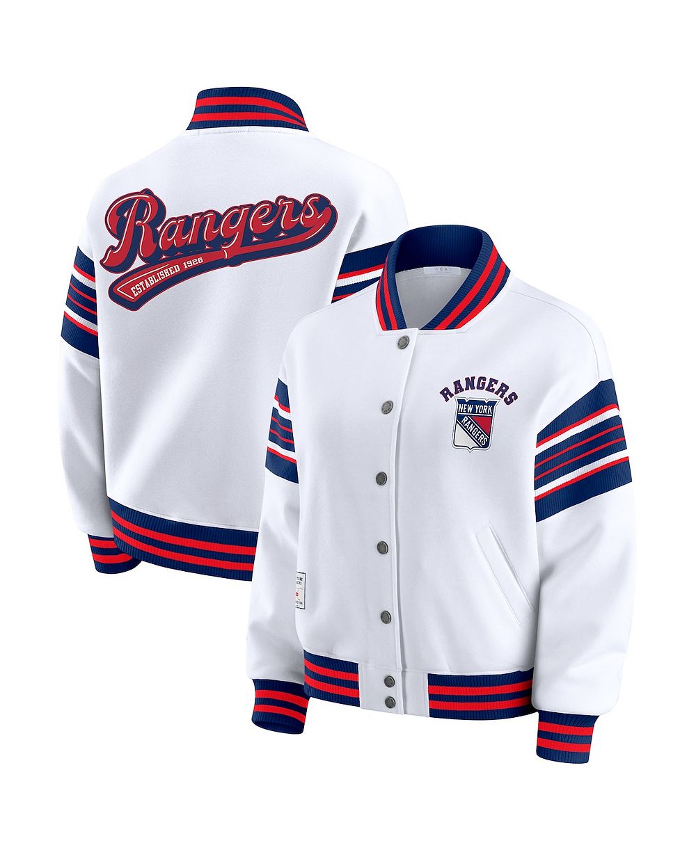 Женская флисовая толстовка WEAR by Erin Andrews New York Rangers Full-Snap White/Blue
