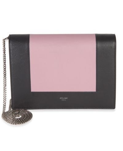 Pre-Owned Celine вечерний клатч на цепочке из гладкой телячьей кожи серого цвета с розовым оттенком