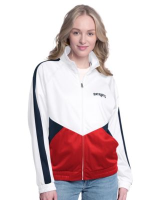 Женская куртка G-III 4Her by Carl Banks White/Navy New England Patriots Rally Rhinestone Full-Zip Track Jacket