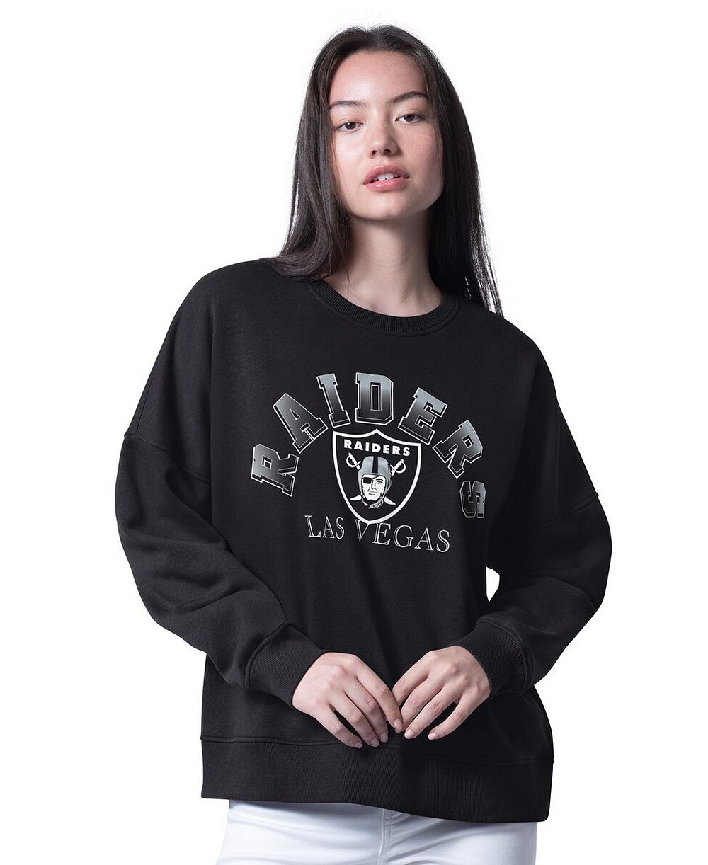 G-III 4Her by Carl Banks Women's Black Las Vegas Raiders Oversized Feud Sweatshirt