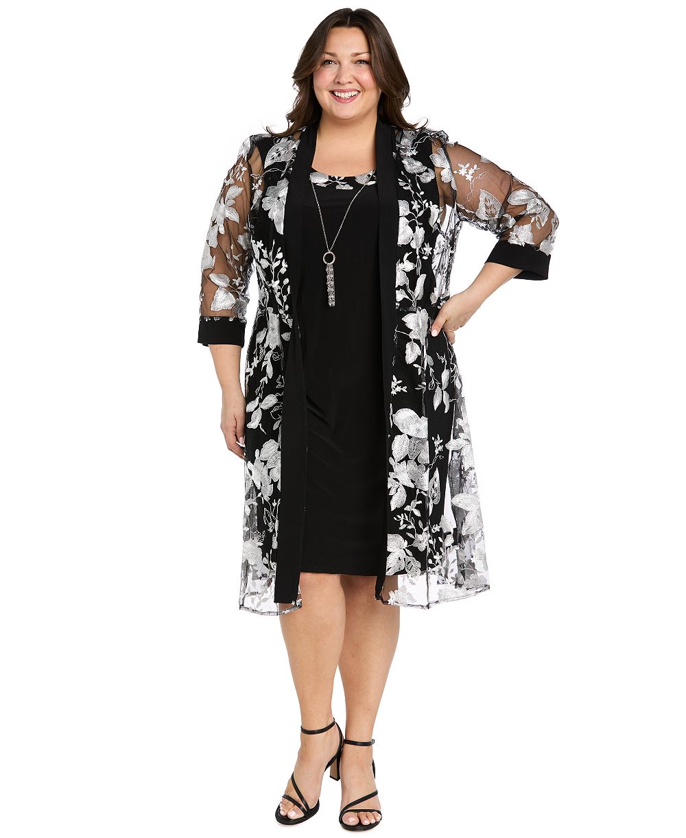 R & M Richards Plus Size Dress & Jacket, 2-Piece Set