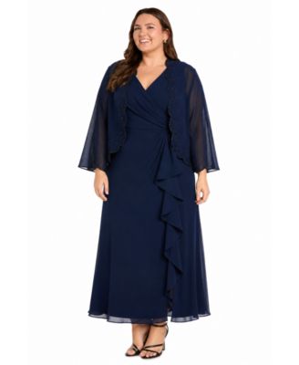 R & M Richards Plus Size V-Neck Dress & Jacket, 2-Piece Set