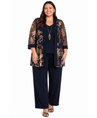 R & M Richards Plus Size Top, Pants, & Jacket, 3-Piece Set