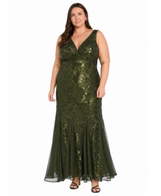 Женское вечернее платье R & M Richards Plus Size с пайетками и V-образным вырезом