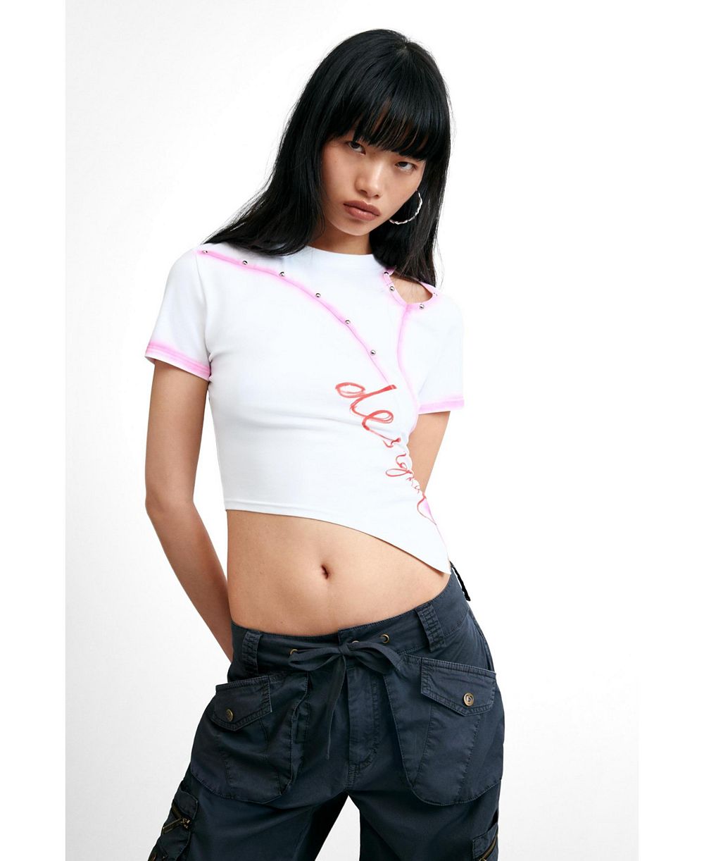 Женская хлопковая футболка Desigual Asymmetric