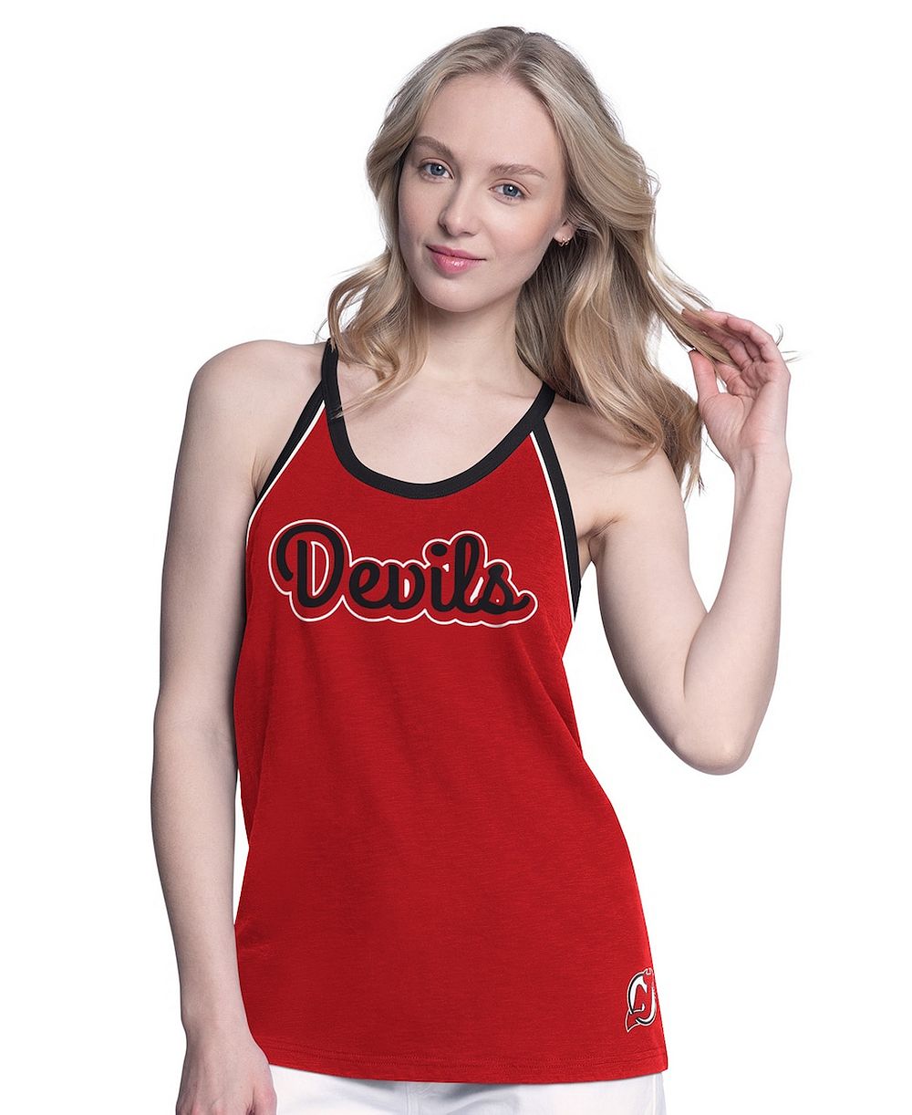 G-III 4Her by Carl Banks Женский топ-майка Red New Jersey Devils Curveball Racerback Scoop Neck