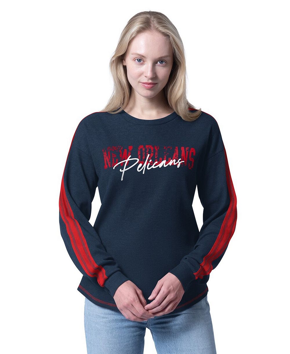 G-III 4Her by Carl Banks Женская футболка New Orleans Pelicans Advantage Tri-Blend с длинным рукавом, темно-синяя