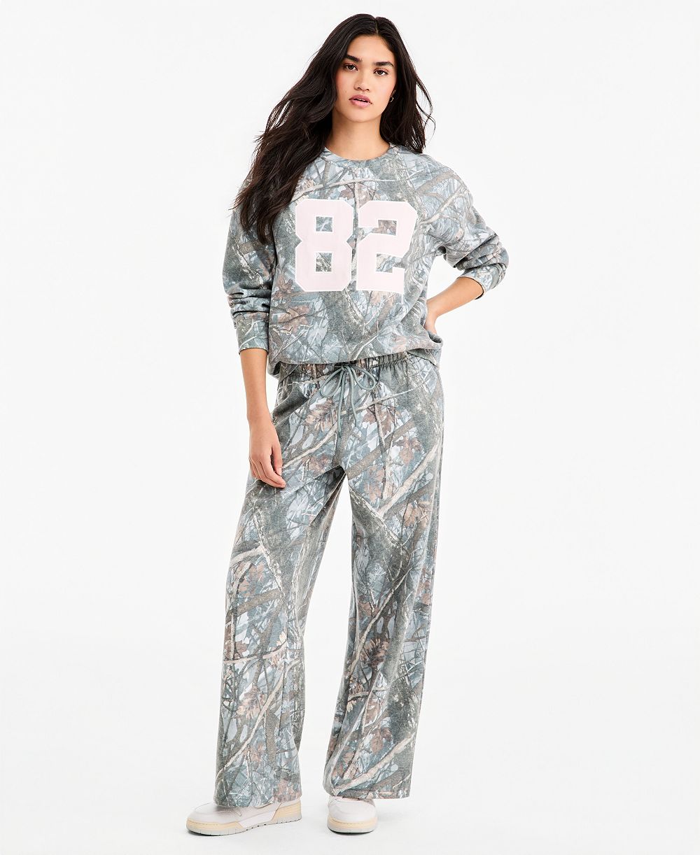 Брюки Madden Girl Juniors' Fleece Wide Leg Camo