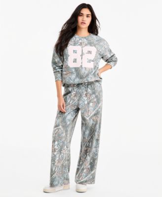 Брюки Madden Girl Juniors' Fleece Wide Leg Camo