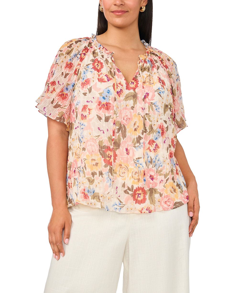 Vince Camuto Plus Size Блузка из шифона с цветочным принтом