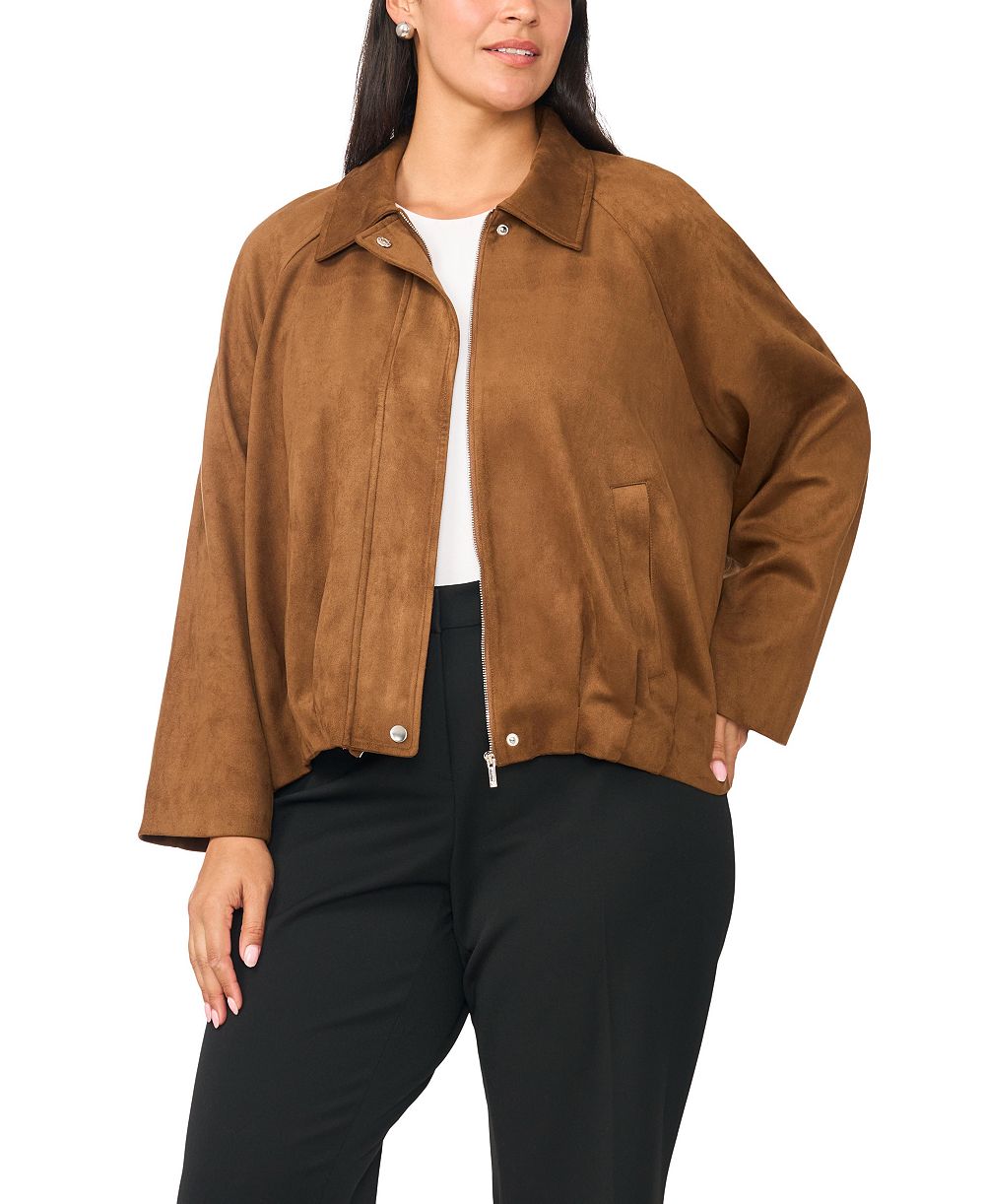 Vince Camuto Plus Size Raglan-Sleeve Faux-Suede Work Jacket