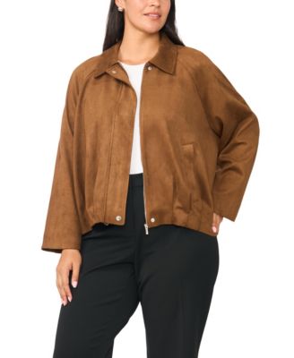 Vince Camuto Plus Size Raglan-Sleeve Faux-Suede Work Jacket