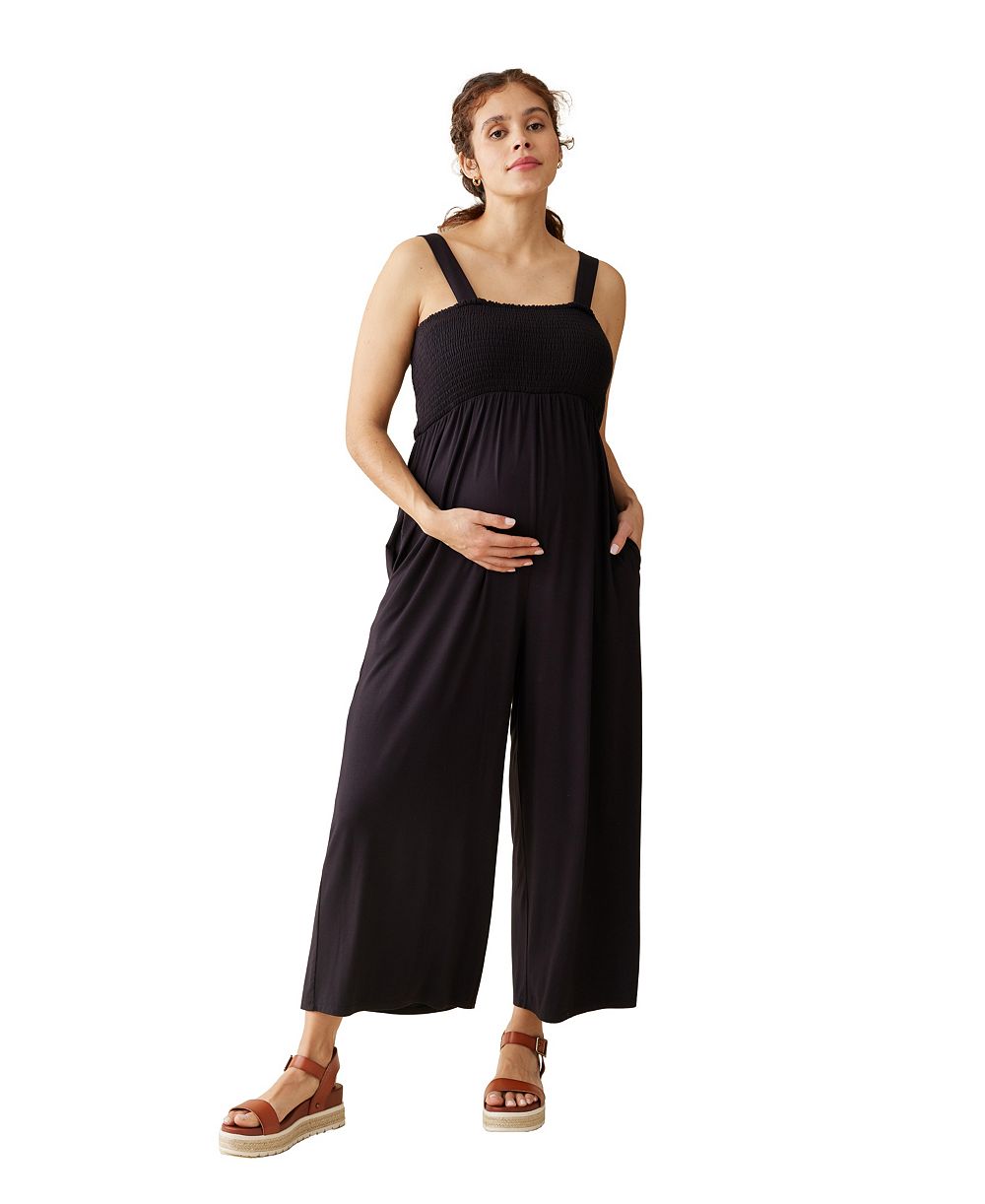 Ingrid + Isabel Women's Check Smocked Square Neck Jumpsuit