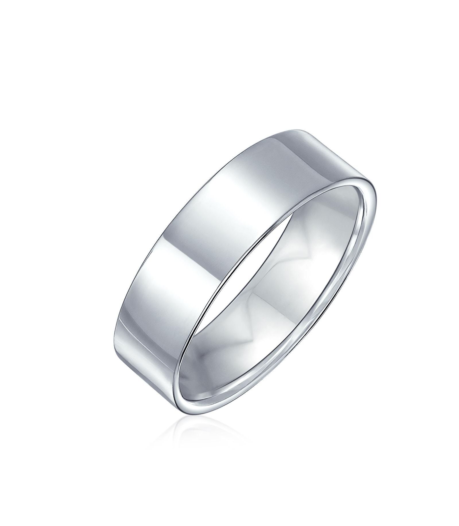 Bling Jewelry Classic Plain Simple .925 Sterling Silver Cigar-Band Ring 6MM