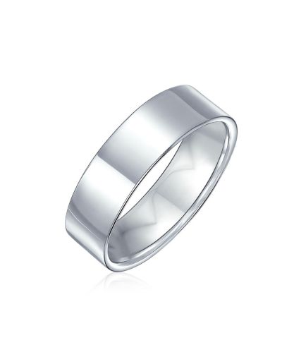 Bling Jewelry Classic Plain Simple .925 Sterling Silver Cigar-Band Ring 6MM