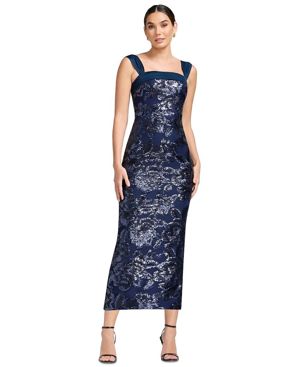 Женское платье Dress the Population Sequins Square Neck Bodycon Tea Length