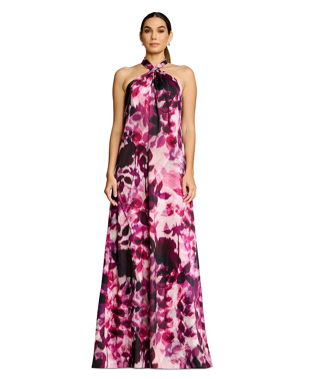 Женское платье Dress the Population Floral-Print с воланами и вырезом halter, maxi