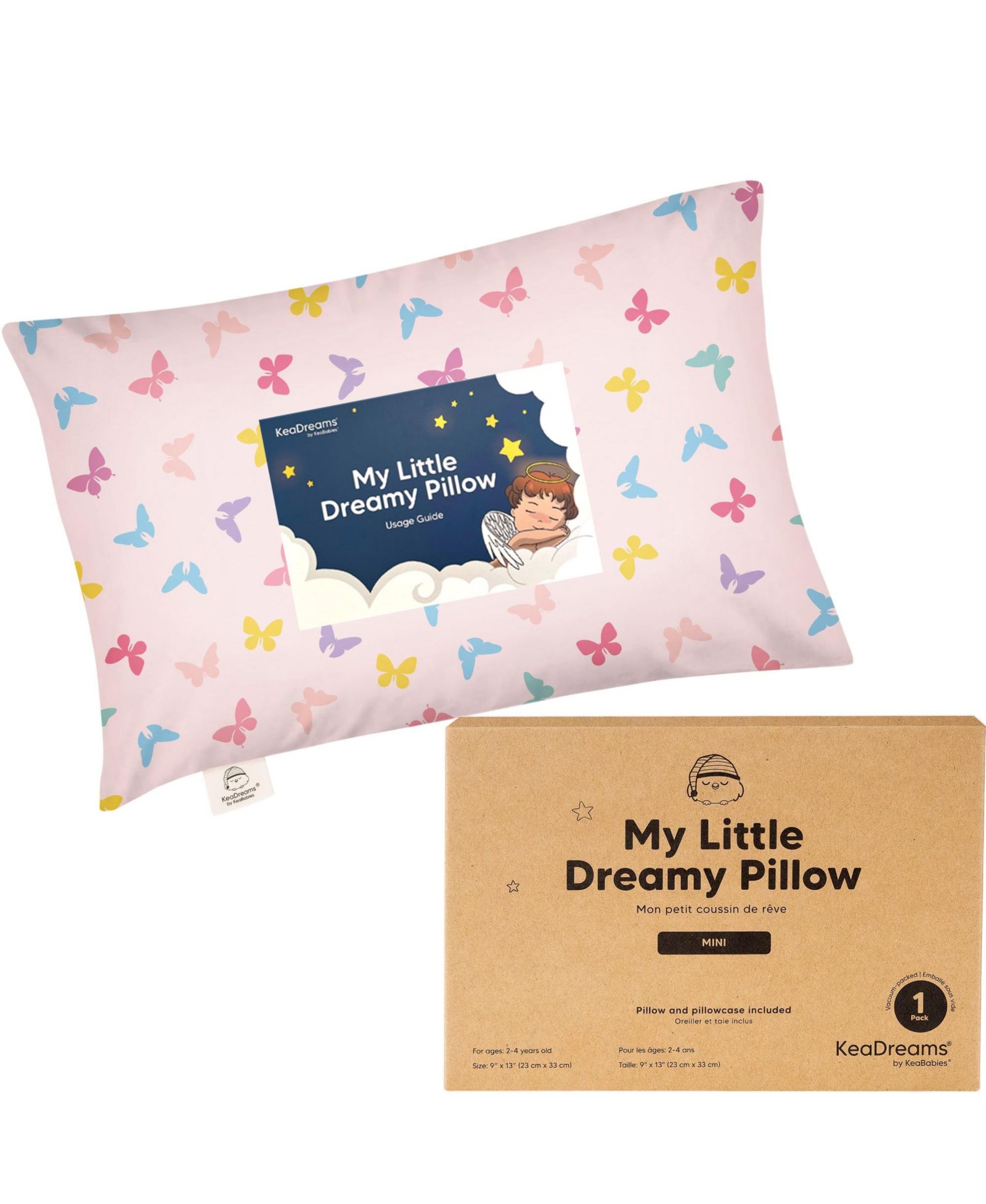 KeaBabies Mini Toddler Pillow and Pillowcase for Crib, 9x13 Small Pillow for Toddler, Kids Travel Pillow