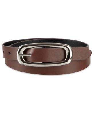 Calvin Klein Skinny Oval Shaped Center Bar Buckle Reversible Dress Belt