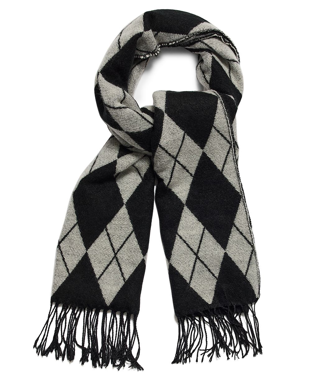 Steve Madden Two-Tone Argyle Midweight Scarf