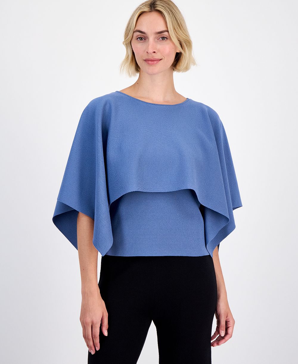 Свитер Anne Klein Women's Boat-Neck Cape-Overlay