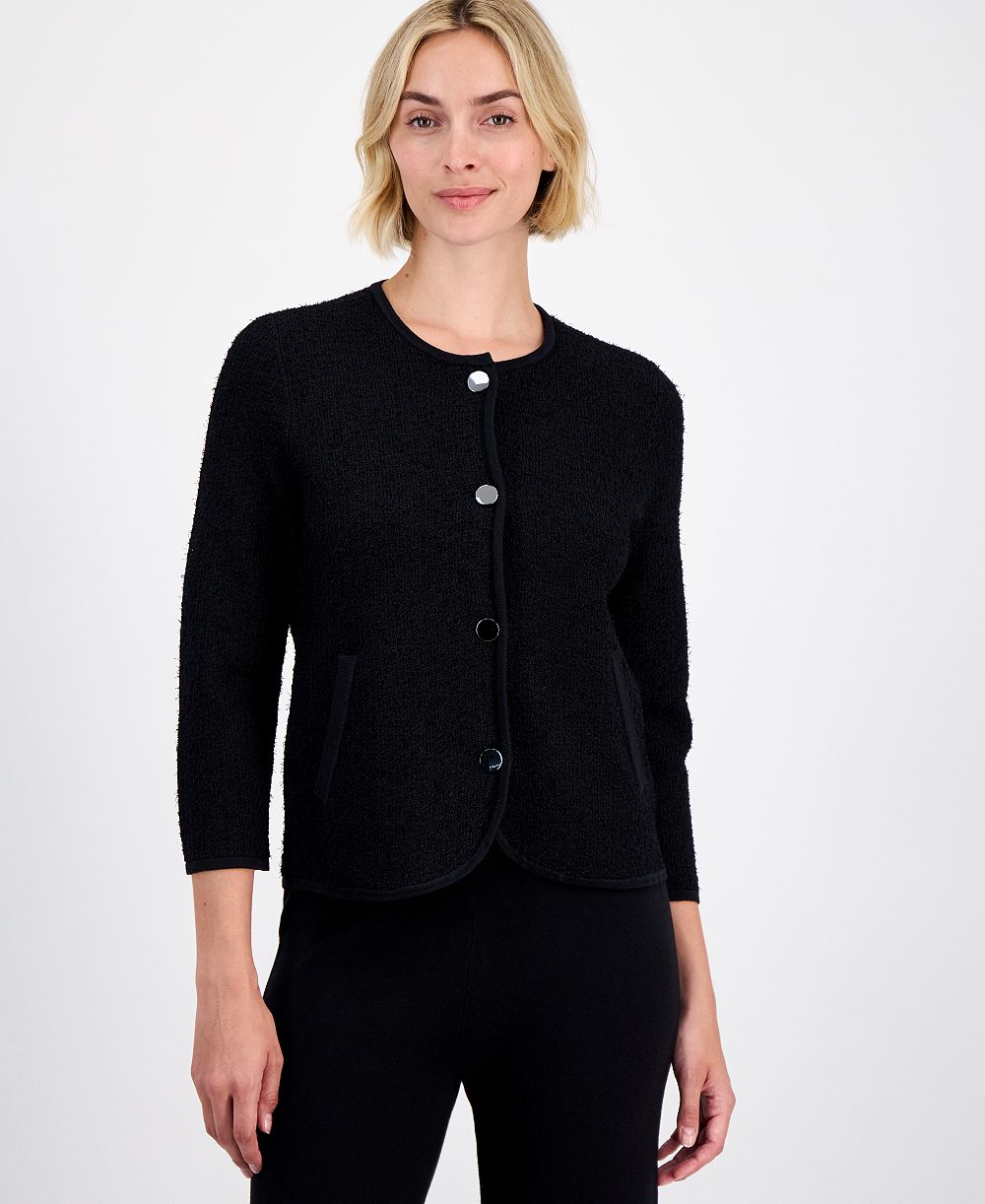 Кардиган Anne Klein Women's Eyelash-Texture Patch-Pocket