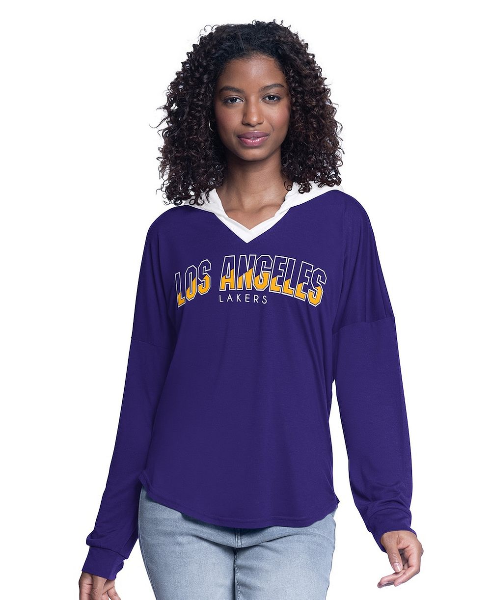 Женский оверсайз худи G-III 4Her by Carl Banks Los Angeles Lakers Bench Player с длинным рукавом, фиолетовый