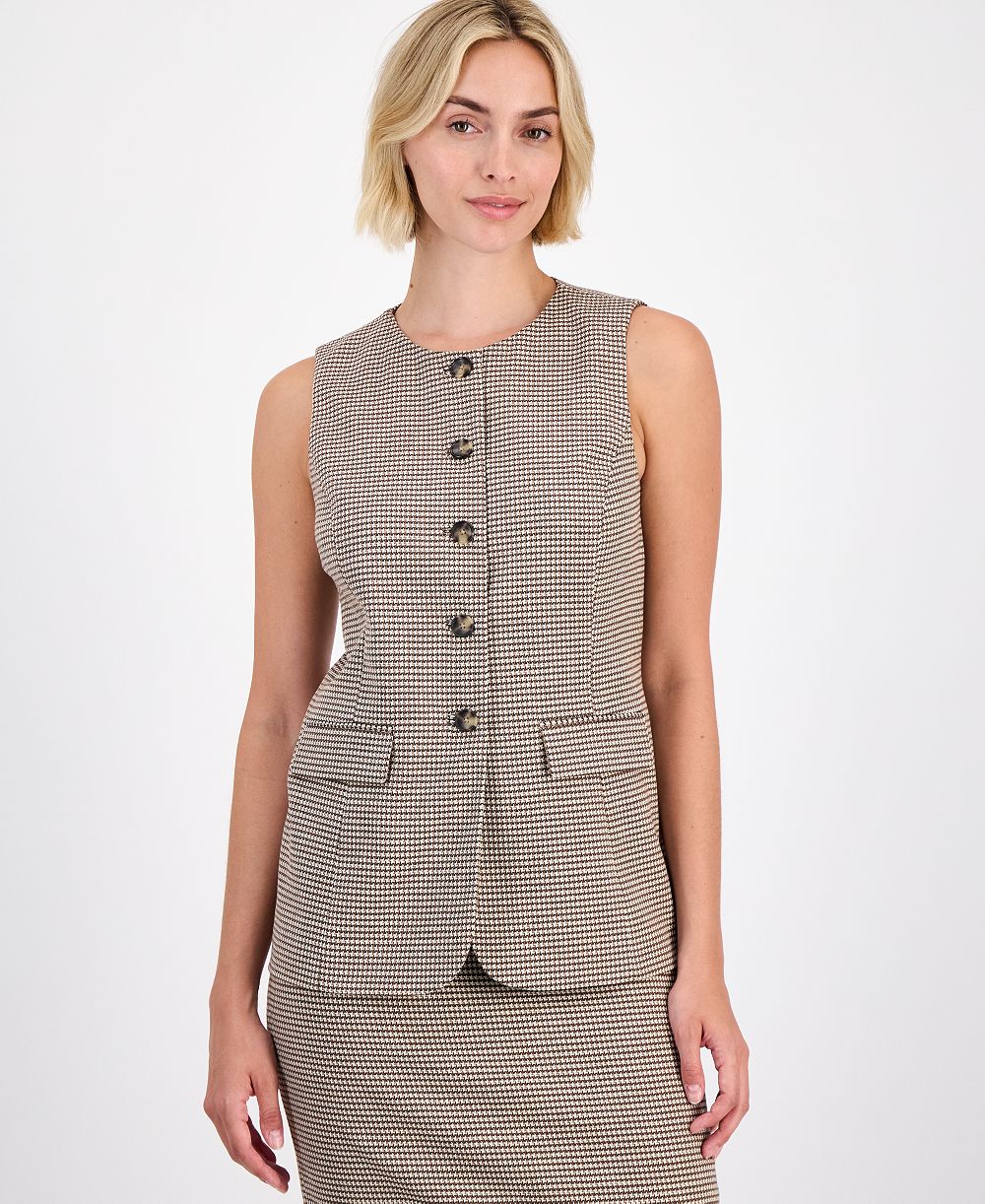 Женский жилет Anne Klein Five-Button Crewneck