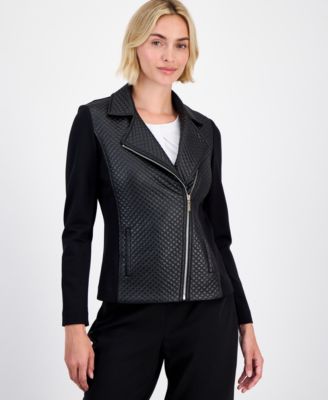 Anne Klein Women's Faux-Leather Moto Jacket