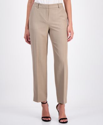 Anne Klein Women's Pinstriped Straight-Leg Ankle Pants