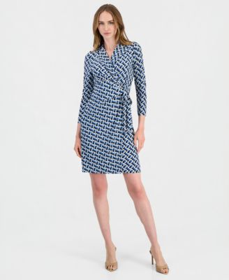 Платье Anne Klein Women's Notched-Collar 3/4-Sleeve Wrap