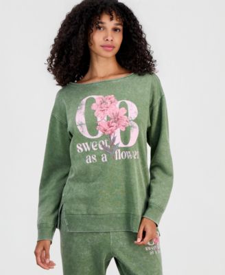 Женская флисовая толстовка Rebellious One Sweet Flowers с воротником лодочкой