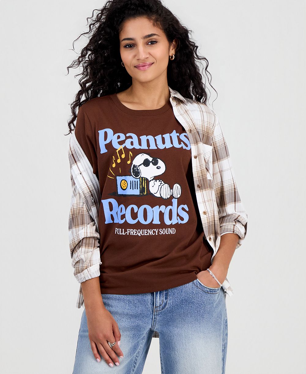 Детская футболка Snoopy Juniors' Peanuts Records с графическим принтом