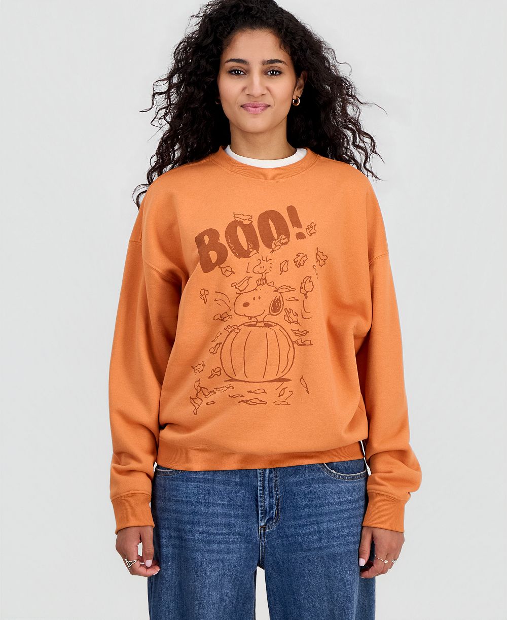 Peanuts Juniors' Snoopy Pumpkin Graphic Print Sweatshirt