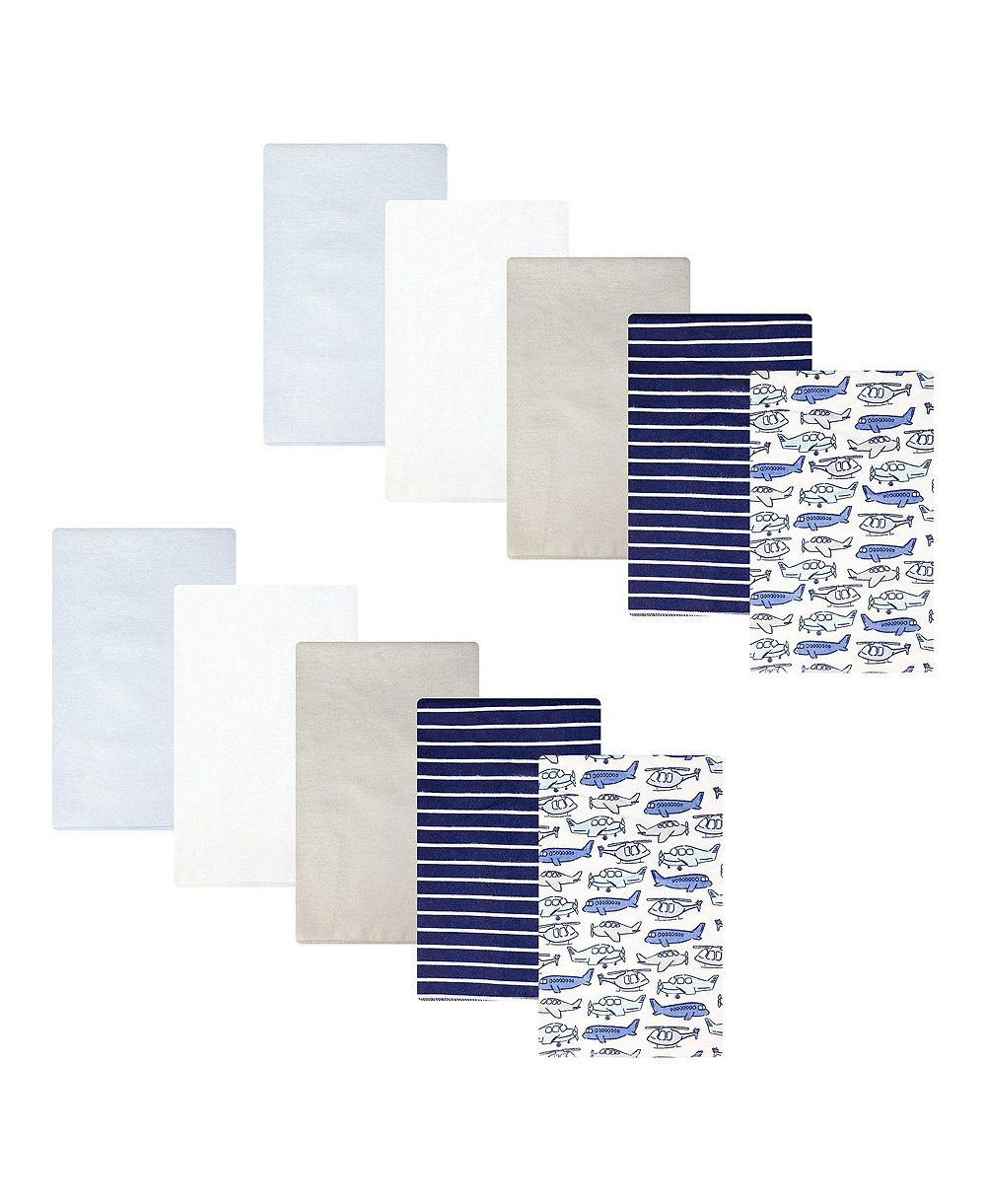 Hudson Baby Boy Cotton Poly Flannel Burp Cloths, Born To Fly