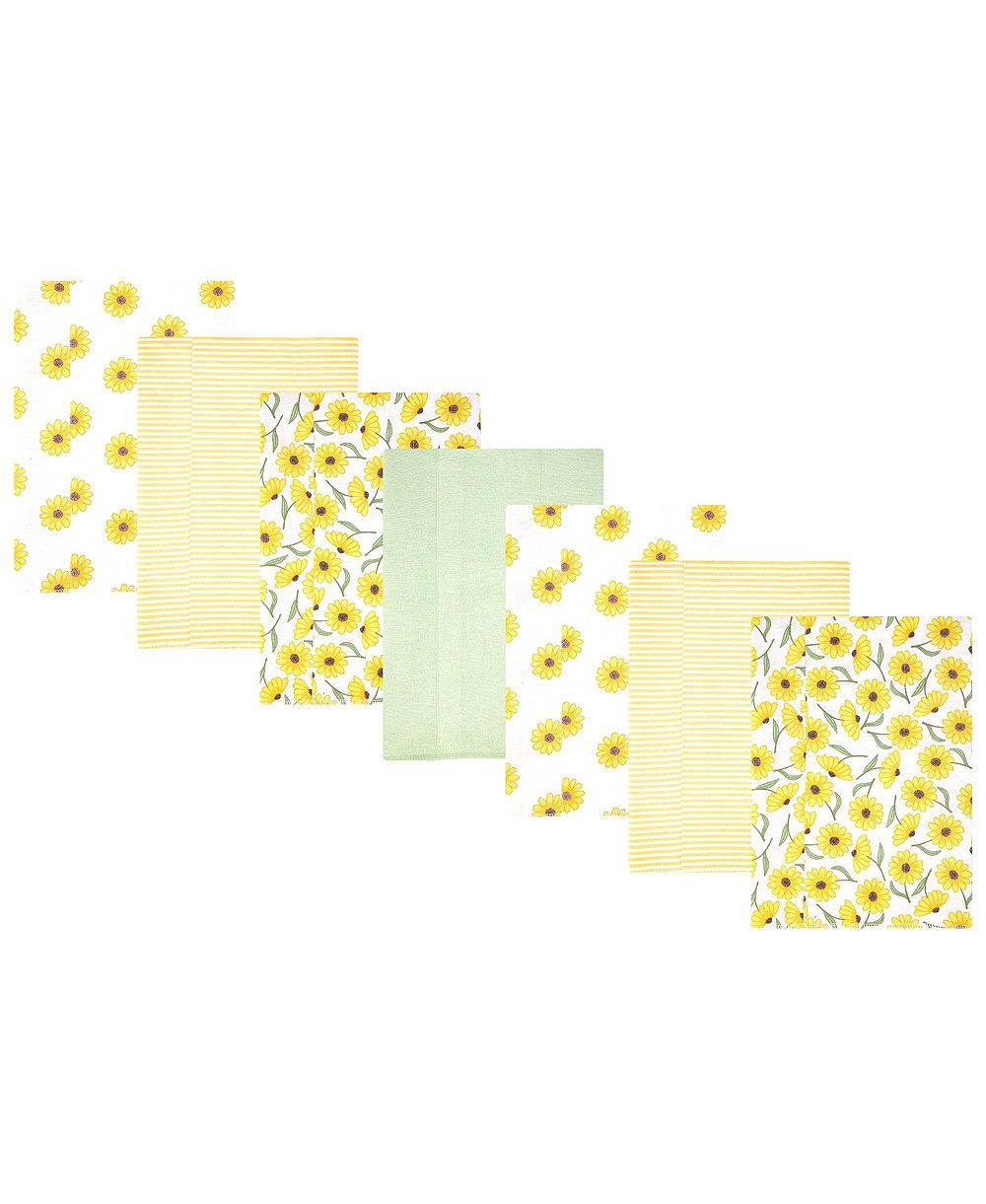 Hudson Baby Girl Cotton Poly Flannel Burp Cloths 7-Pack