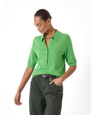 Hush Women's Fine Knit Short Sleeve Polo Top
