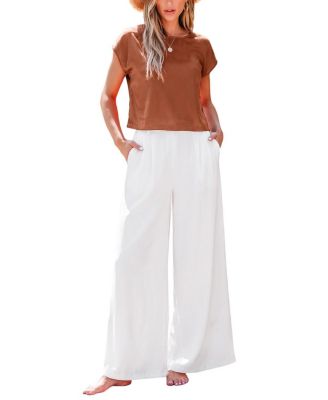 Cupshe Women's Crew Neck Long Pants Set