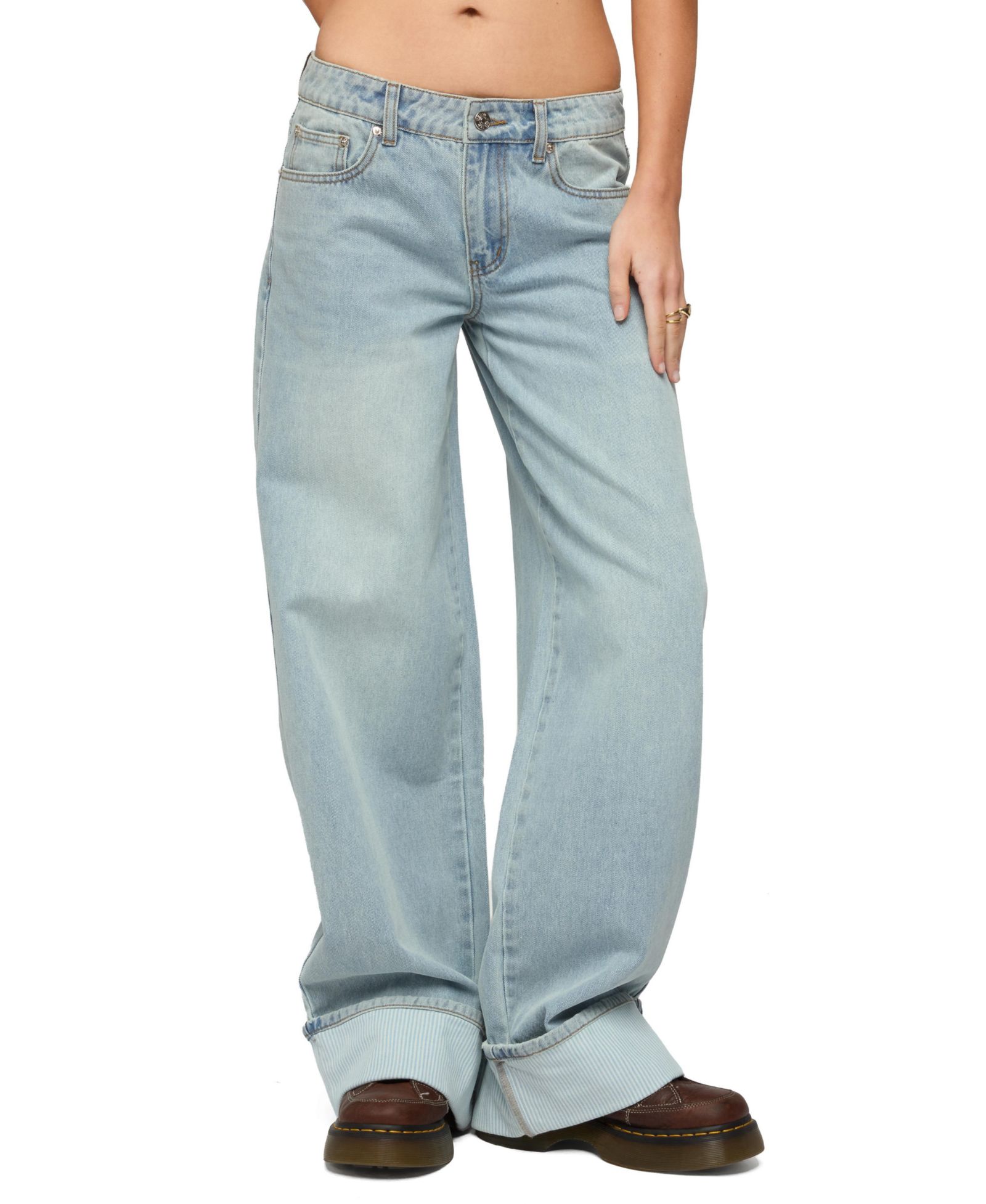 Женские широкие джинсы Edikted Contrast Heart Low Rise Baggy