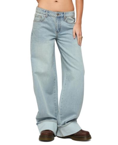 Женские широкие джинсы Edikted Contrast Heart Low Rise Baggy