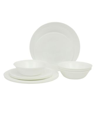 Gibson Home Vanilla Hills 12pc Opal gGass Set, Service for 4 Dinner Plate, Salad Plate and Bowls Chip-Resistant