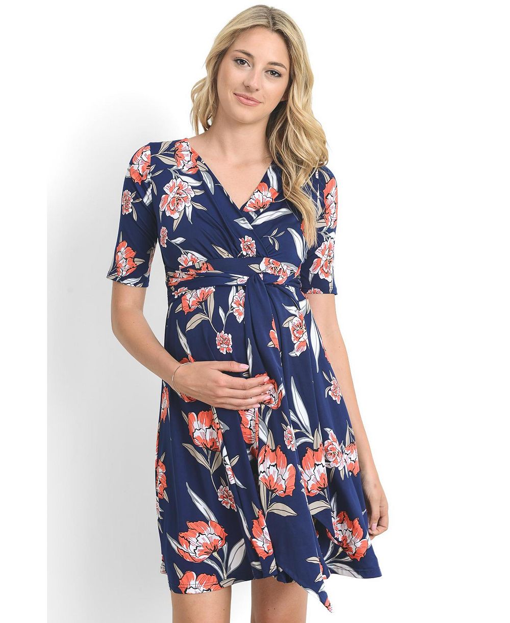 Женское платье Hello Miz Maternity V-Neck Floral Wrap Nursing с завязками на талии