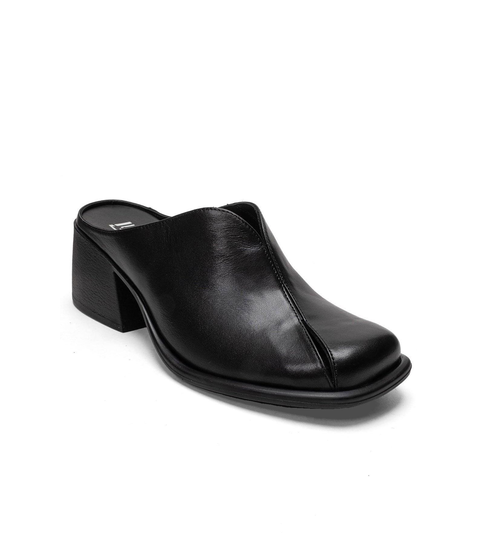 Forever & Always Shoes Women's Ardent Leather Block Heel Mule