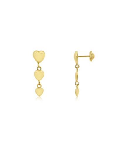 The Lovery Gold Heart Dangle Screw Back Earrings 14K Yellow Gold