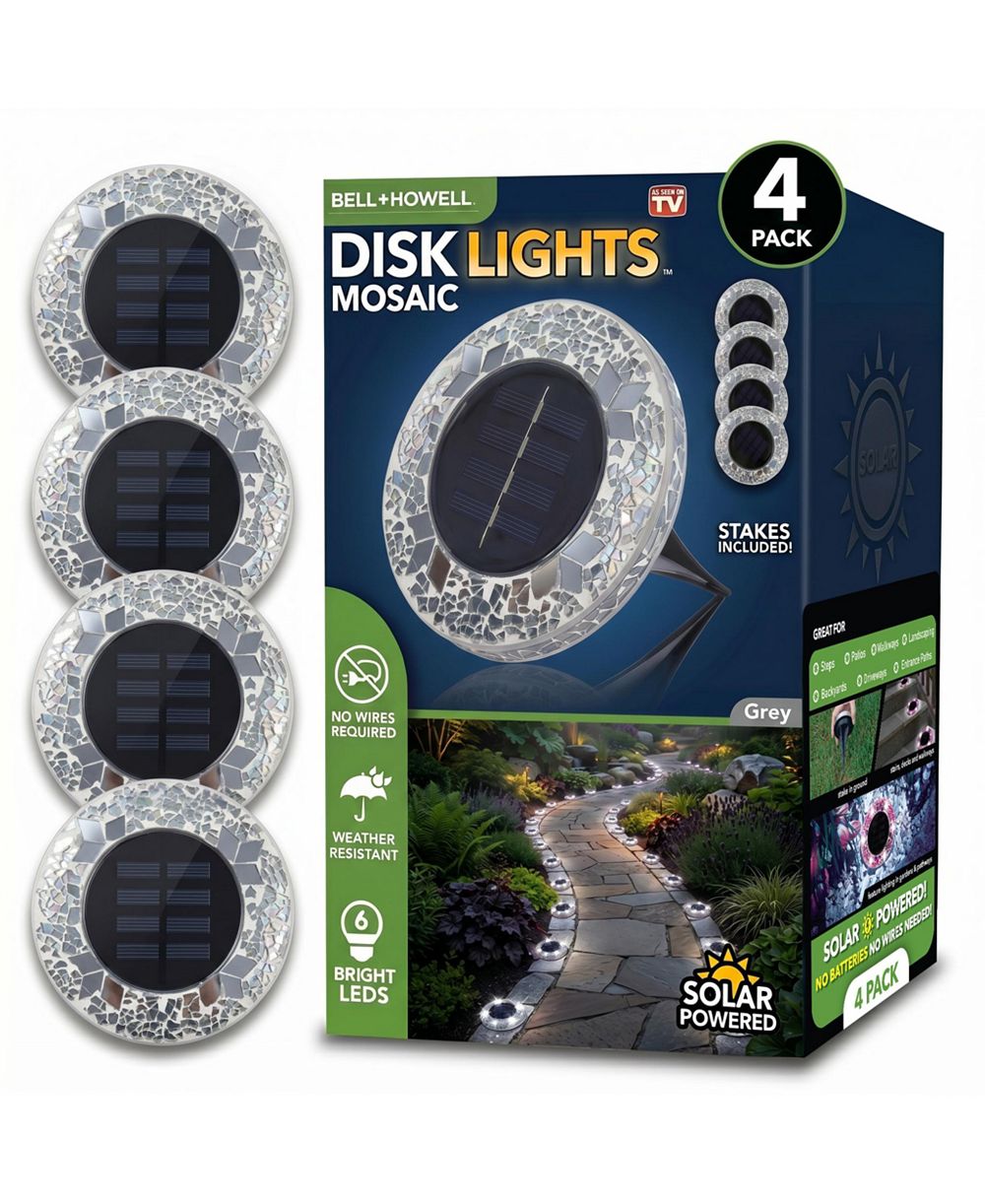 Bell + Howell садовые светильники Mosaic Disk Lights Solar Powered, 6 LED, Weather Resistance, 4-Piece